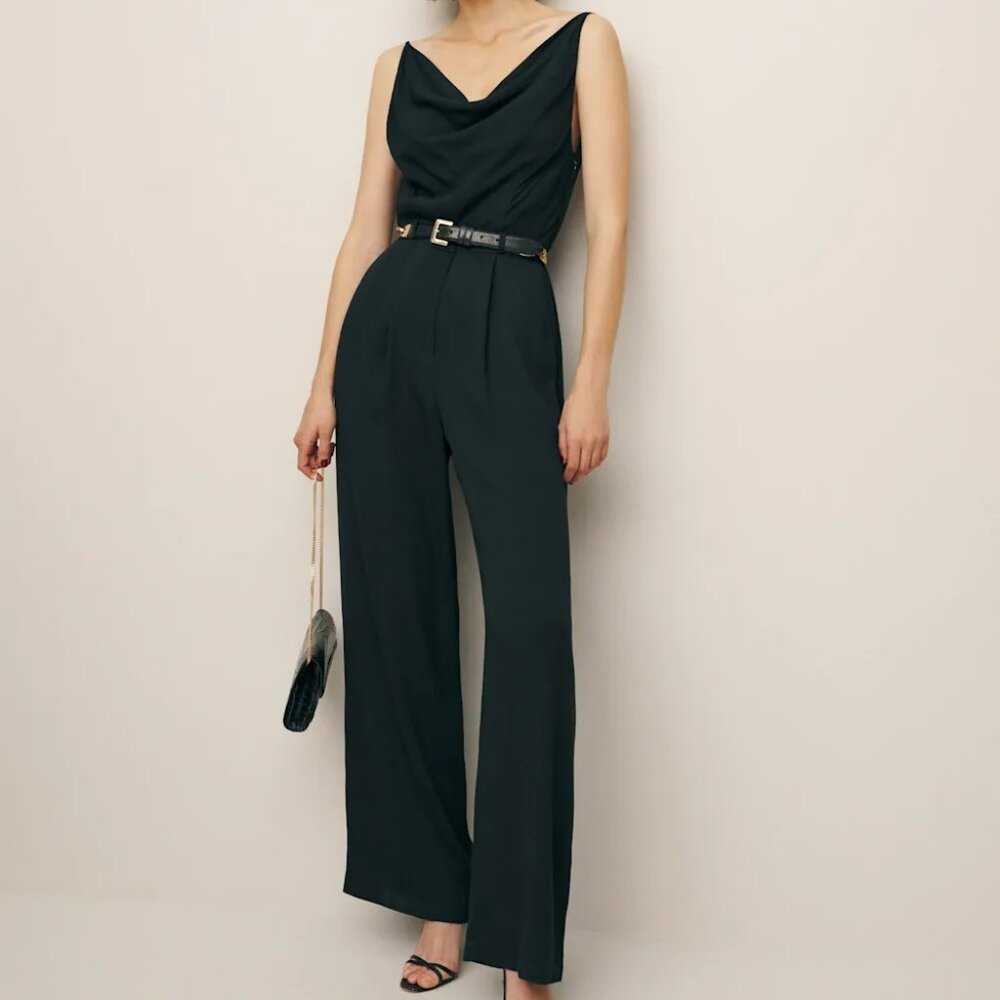 Reformation Fiorella Jumpsuit Black - Size 2